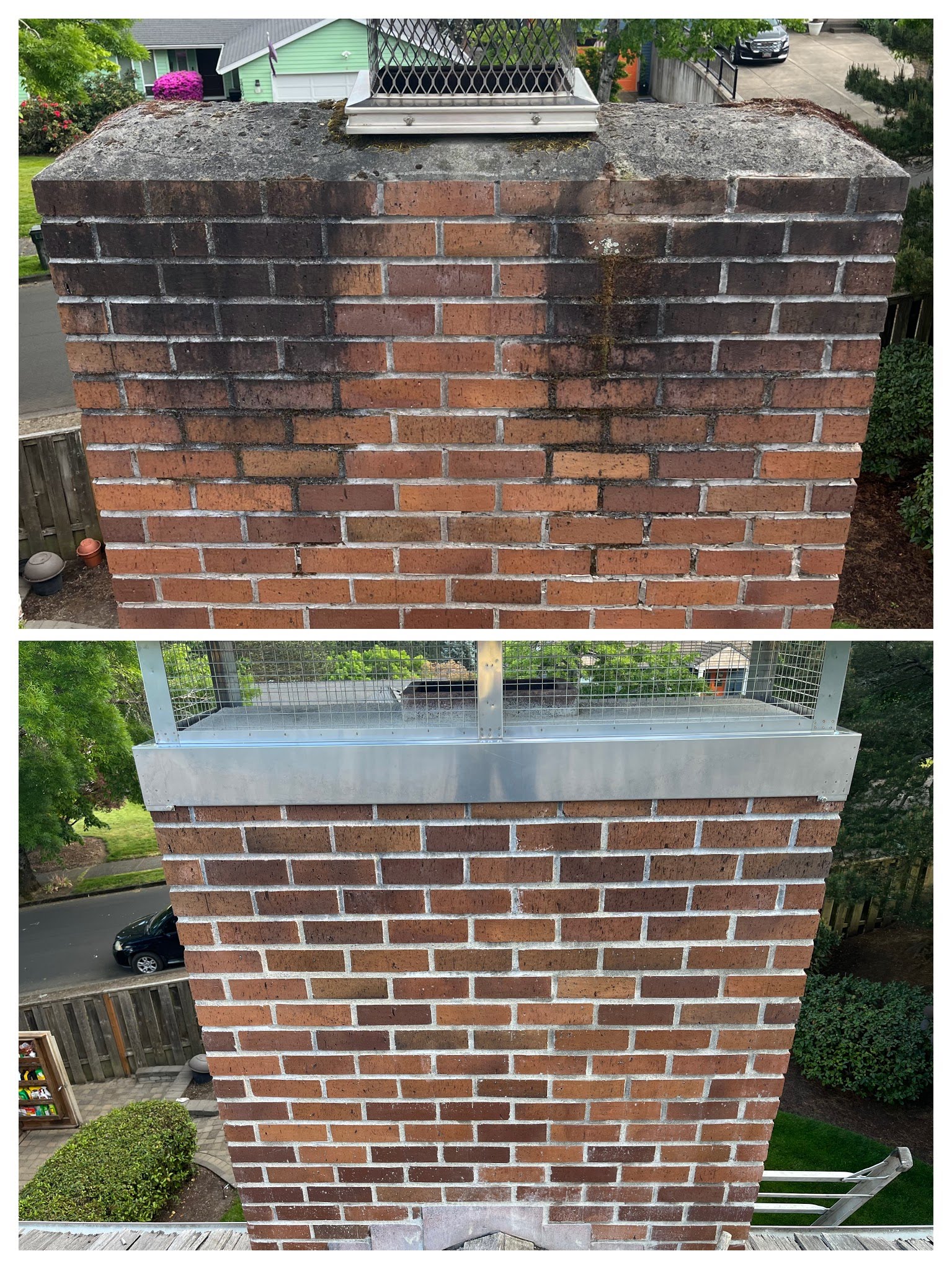 Tuckpointing & Chase Covers before and after