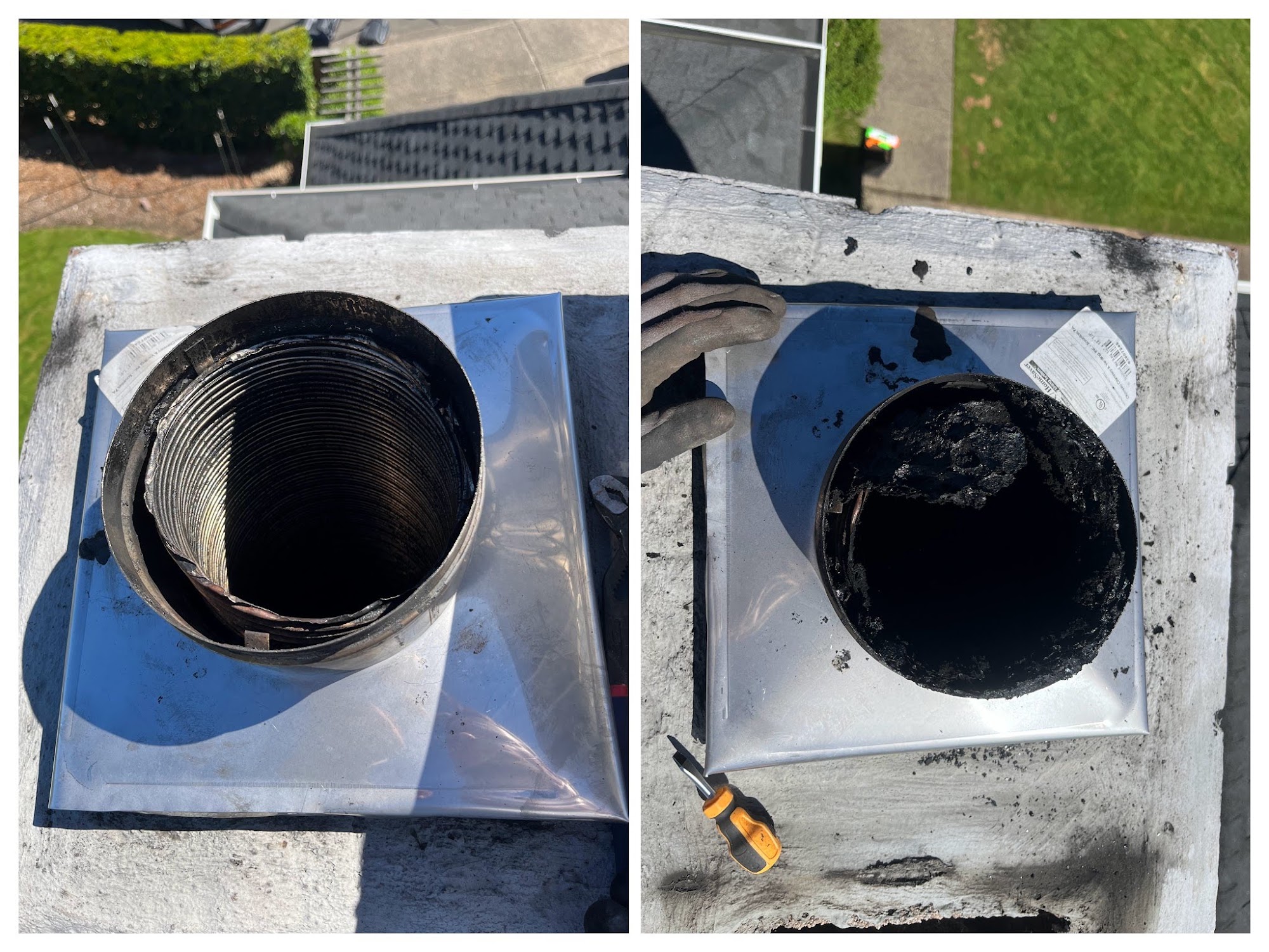 Chimney Sweeping before and after