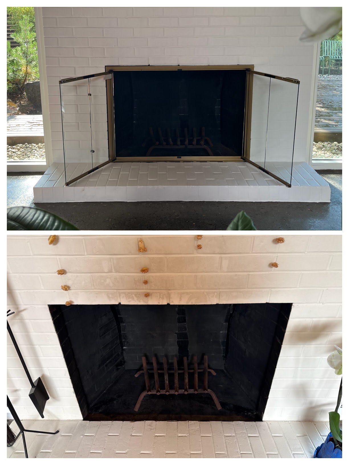 Fireplace Glass Doors before and after