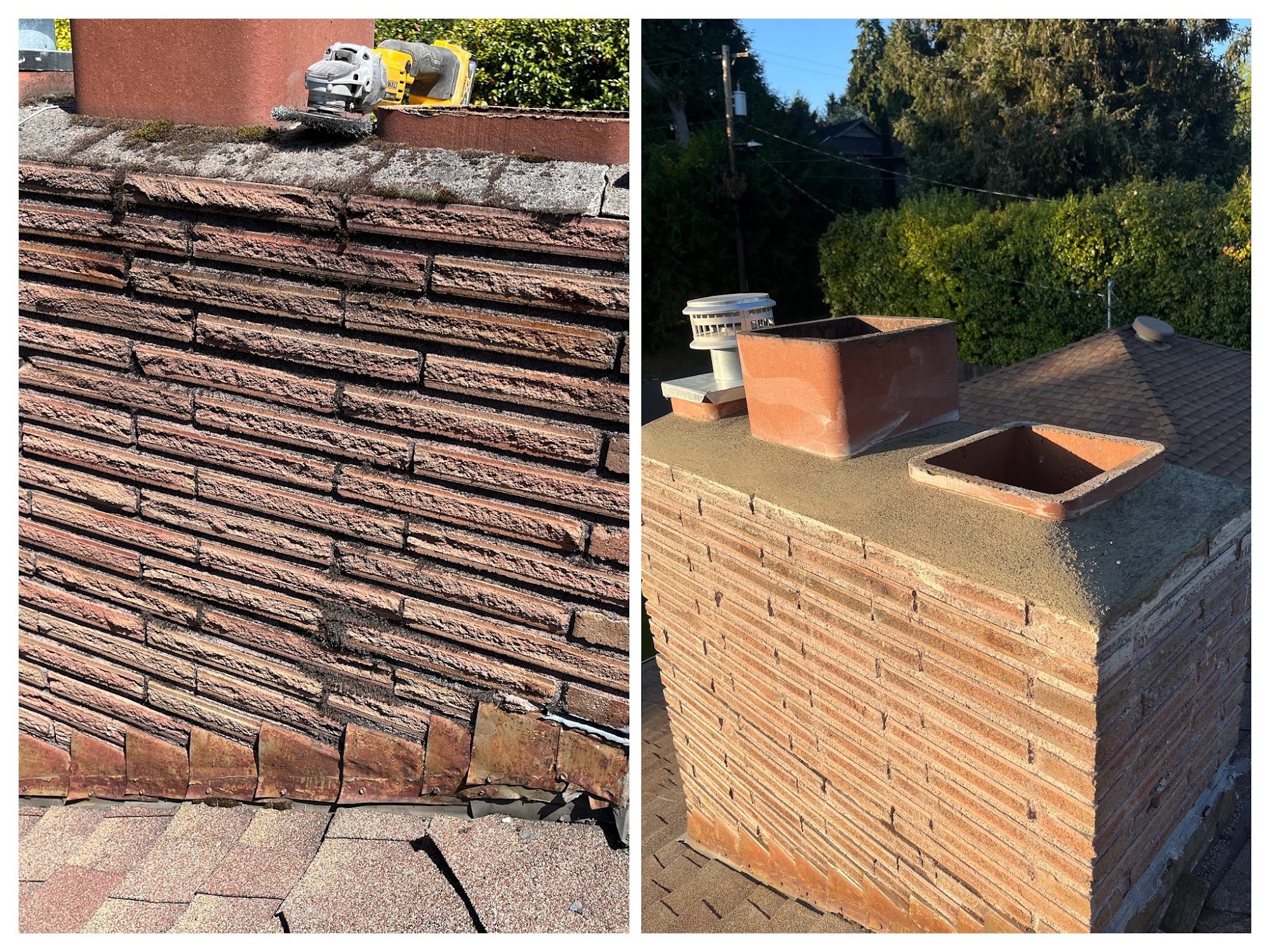 Chimney Crown Rebuild before and after